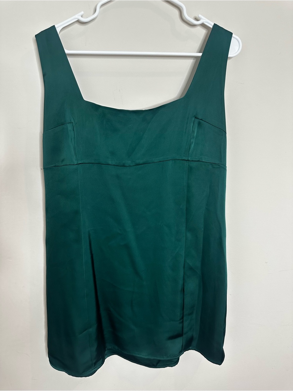 Classic Forest Green Women's Square-Neck satin Dress